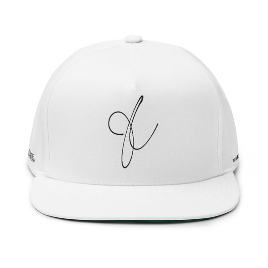 Flat Bill Cap — Minimal Script “j” Embroidered Snapback (Hornstar)