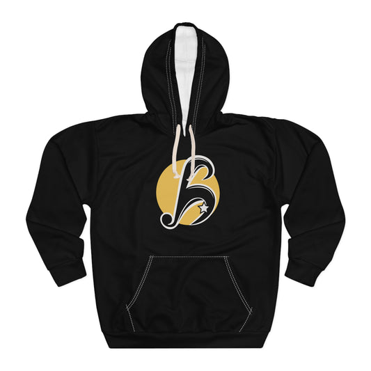 Monogram 'B' Circle Logo Hoodie — Stylish Black Pullover